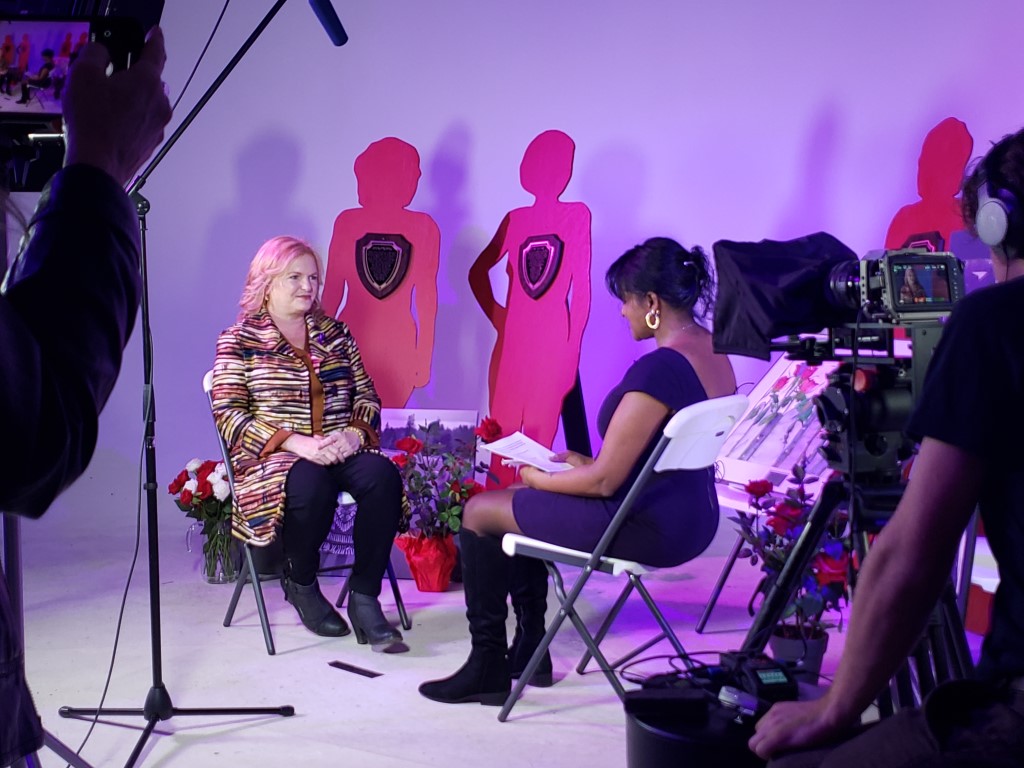 Roxanne Carter-Thompson and Debbie Langston in studio