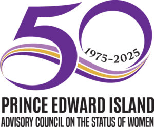 Stylized number 50 with the years 1975-2025 and the title PEI Advisory Council on the Status of Women