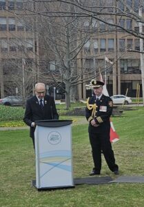 His Honour the Honourable Dr. Wassim Salamoun, O.P.E.I., Lieutenant Governor of Prince Edward Island, and his aide