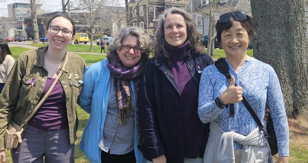 Caroline Galloway, Jane Ledwell, Michelle Jay, and Hsiao-Yu Liu at the 2025 Walk in Silence for Victims of Family Violence