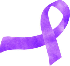 Purple Ribbon loop with a long tail
