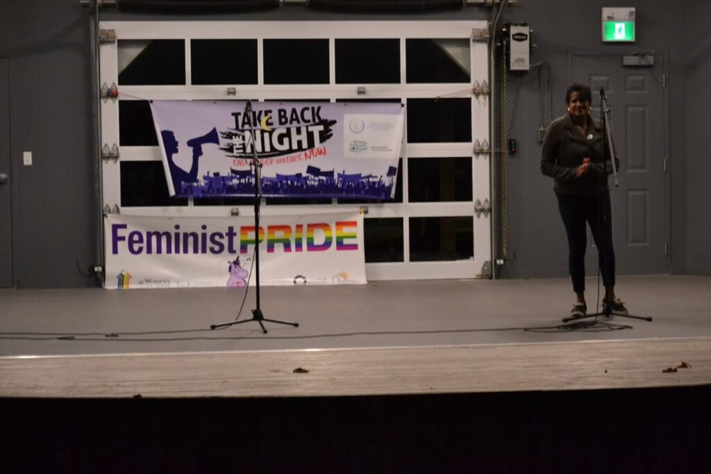 
Chairperson Debbie Langston at the 2020 Take Back the Night event in PEI