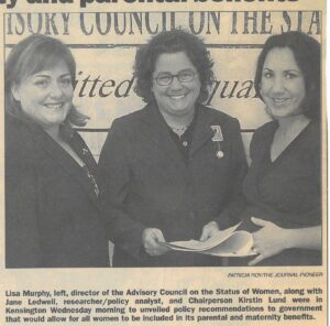 2004 news photo from launch of maternity and parental benefits policy guide