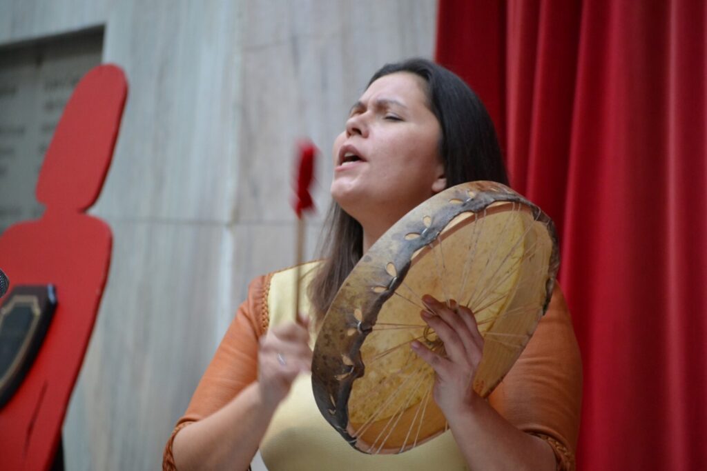 Eliza Knockwood offers Indigenous ceremony at the Memorial Service in 2014