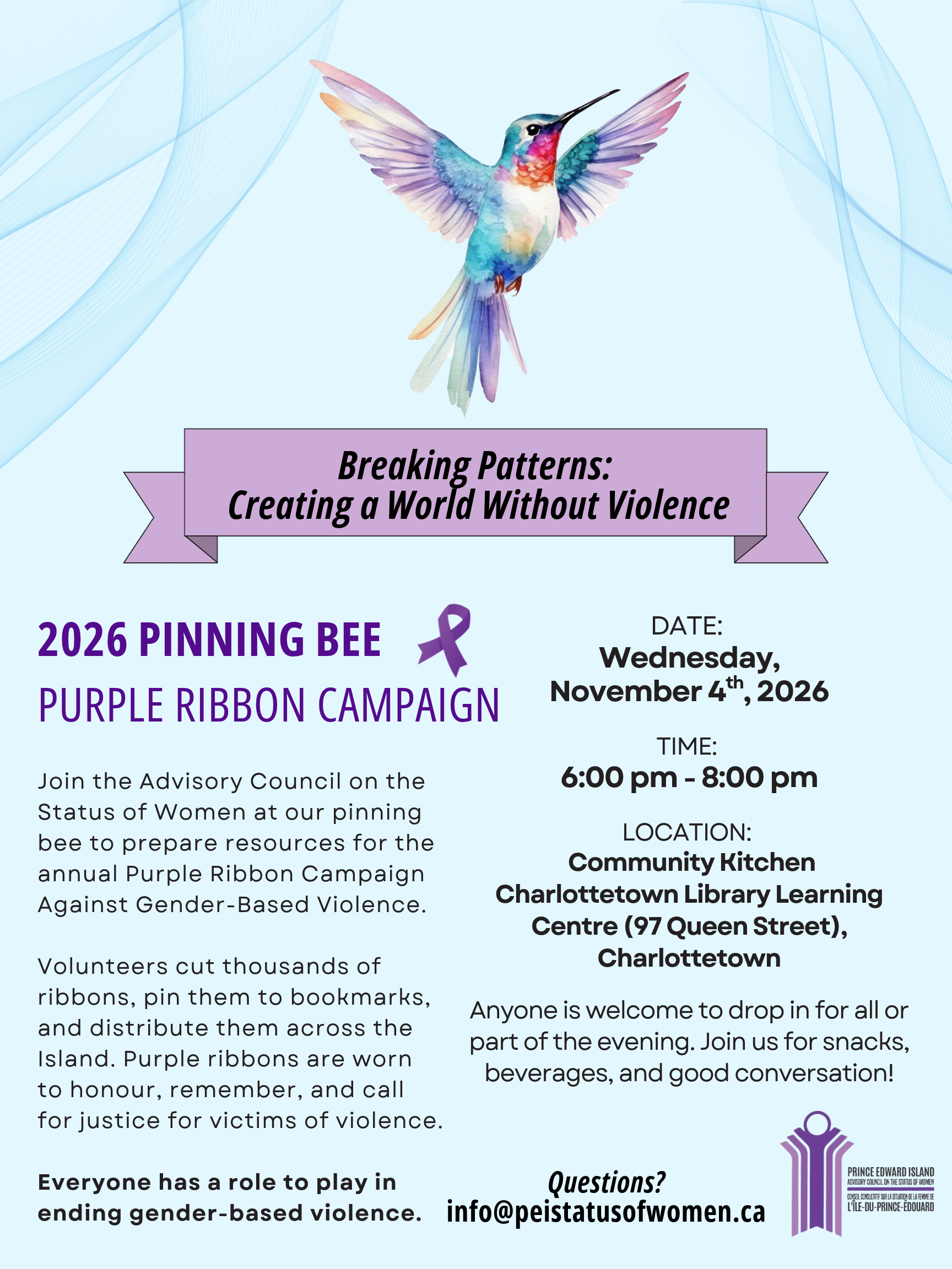 FINAL Purple ribbon Pinning Bee poster 2026-2027